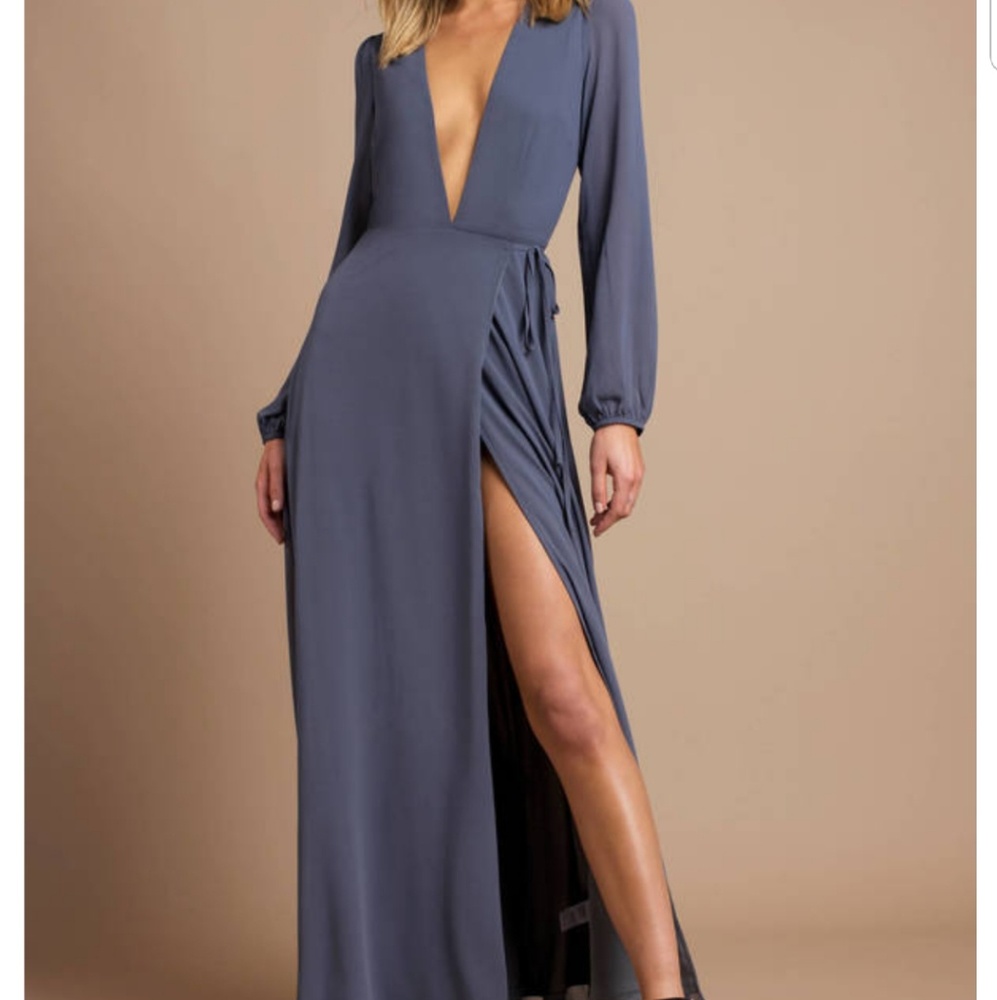 Tobi Deep Plunge Wrap Maxi Dress